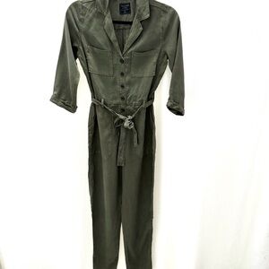 Abercrombie & Fitch Green Three Quarter Sleeve Jumpsuit Size XXST